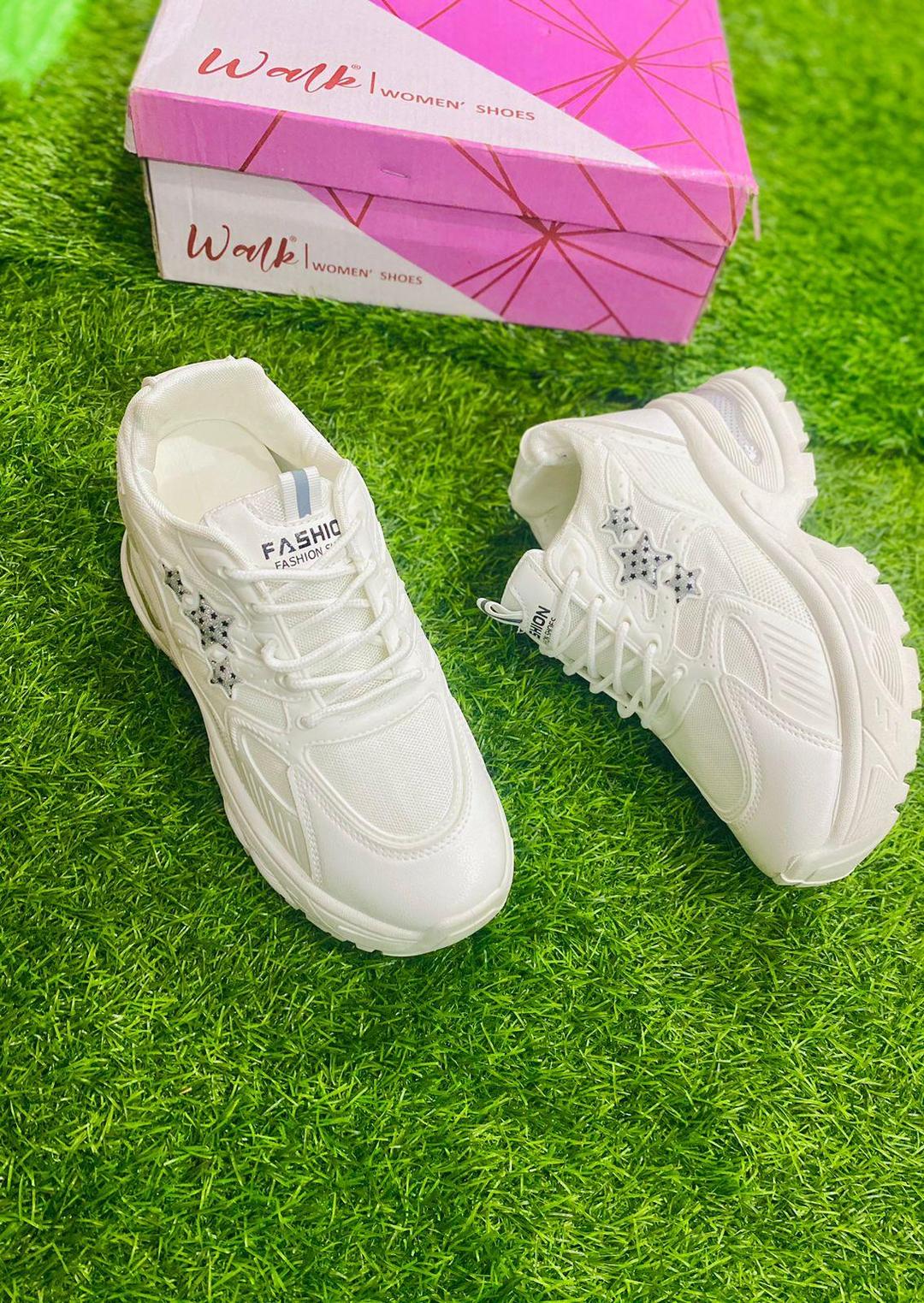 Women's white rexine joggers