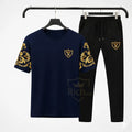 Men's Cotton Tracksuit - Royal Blue with Gold Sleeves