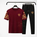 Men's Royal Print Track Suit - Maroon Cotton, Summer Set