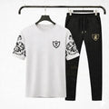 Men's Royal Crest Summer Track Suit - White & Black Cotton