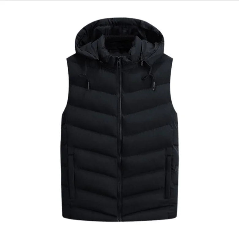 Men's Hooded Polyester Bomber Jacket - Plain Black, Unisex