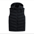 Men's Hooded Polyester Bomber Jacket - Plain Black, Unisex