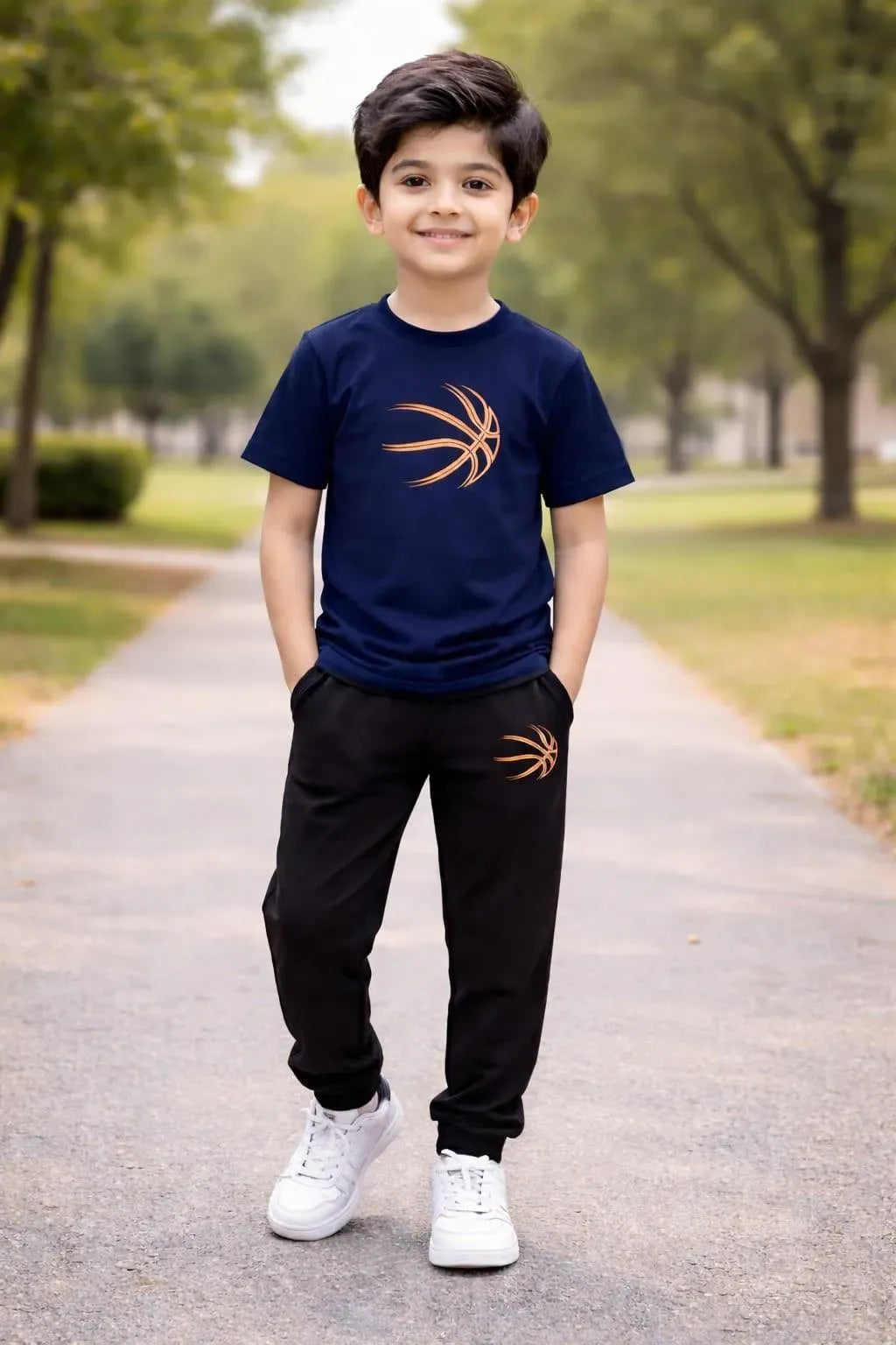 Kids Printed Track Suit Set - Navy Blue, Ages 1-12