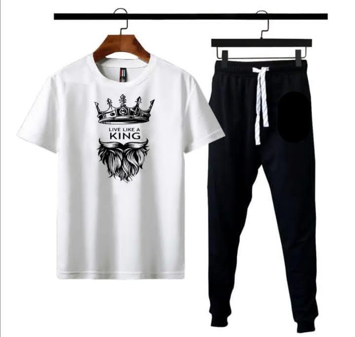 Men's Crown Graphic Track Suit - Yellow & Black, 2 Piece