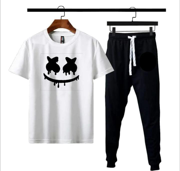 Men's Printed Polyester Track Suit - White, 2 Piece (Design 1)