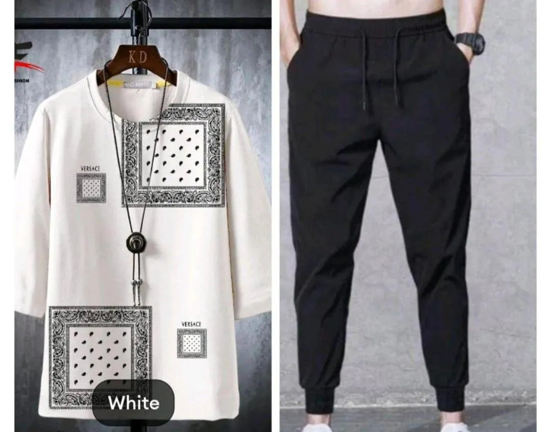 Men's Printed Micro Interlock Track Suit - White