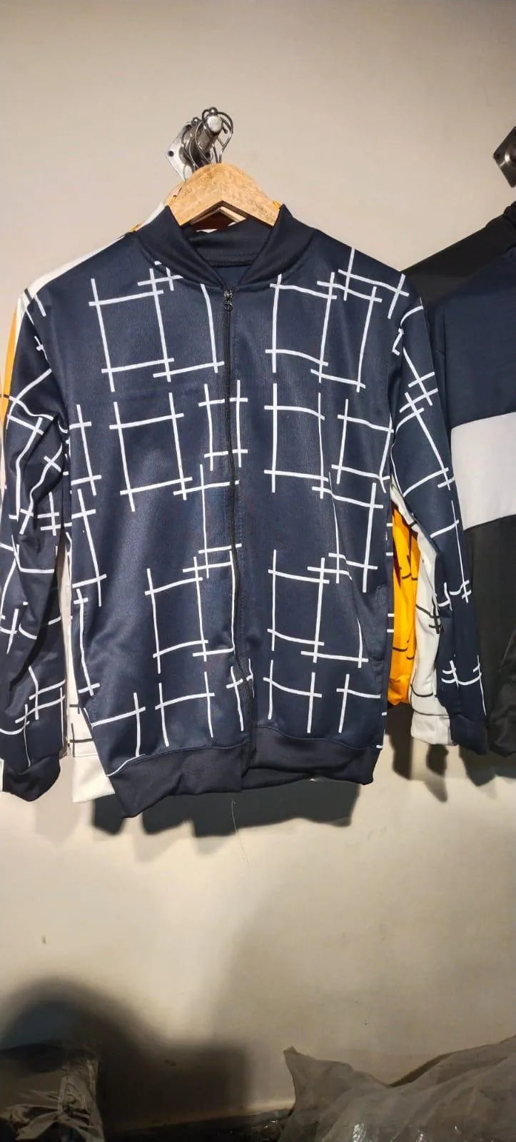Men's Graphic Fleece Jacket - Blue, Slim Fit, M to XL