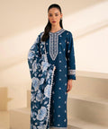 Unstitched Embroidered Lawn Suit - Blue, 3 Piece