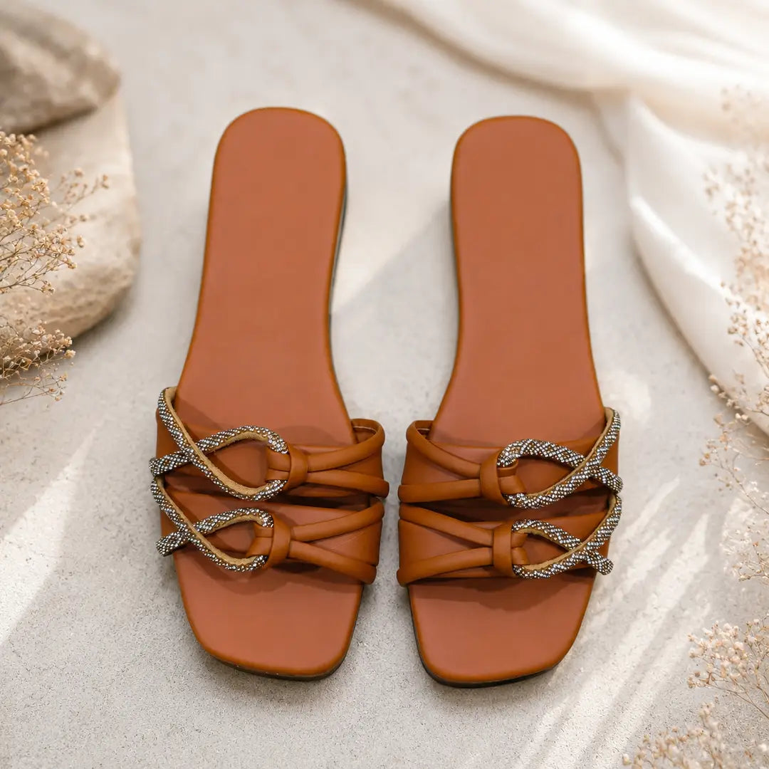 Women's Fancy Slippers - Rexine, Sizes 7-10 (Design 2)