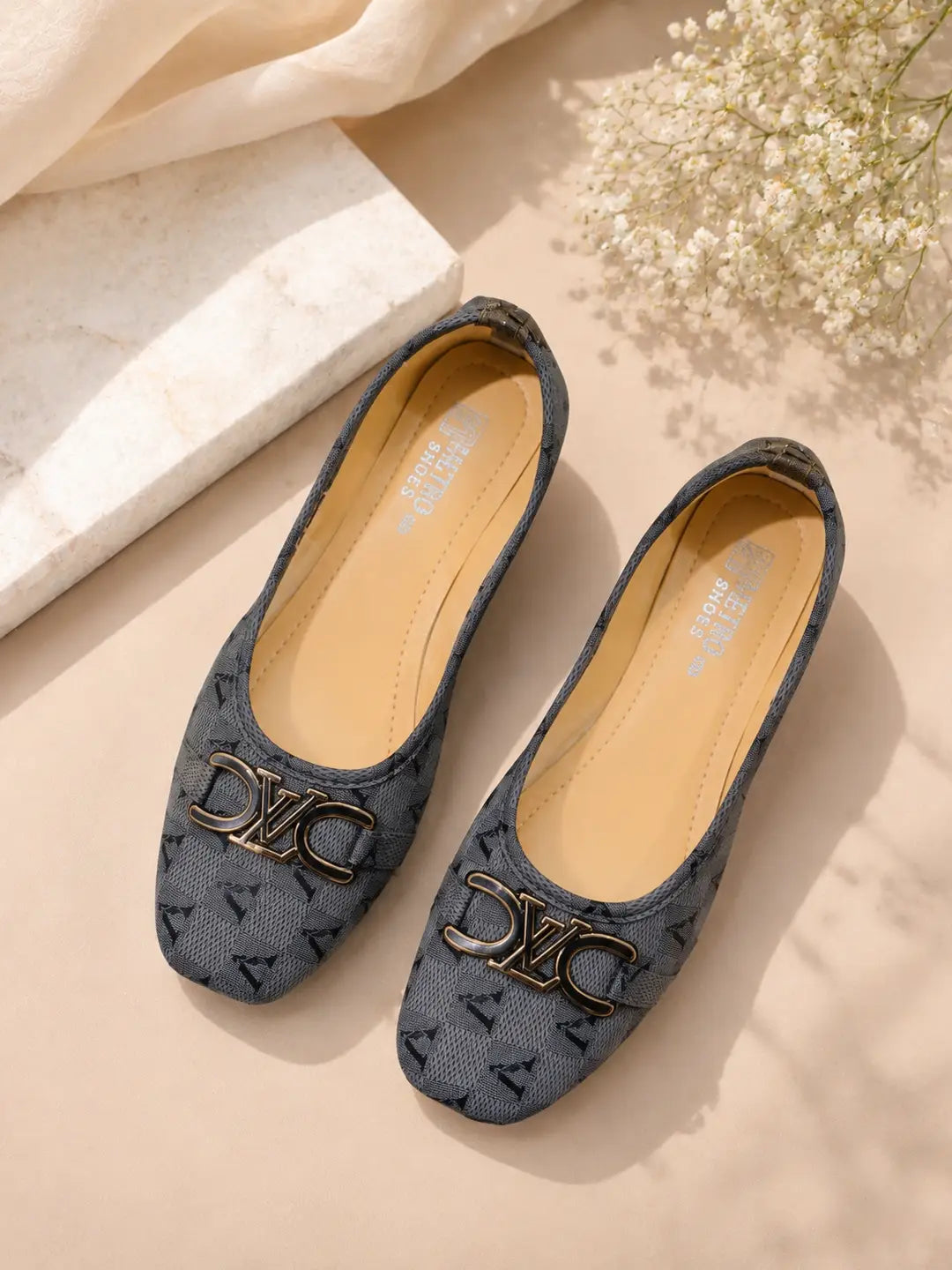 Women's Beaded Leather Pumps - Grey