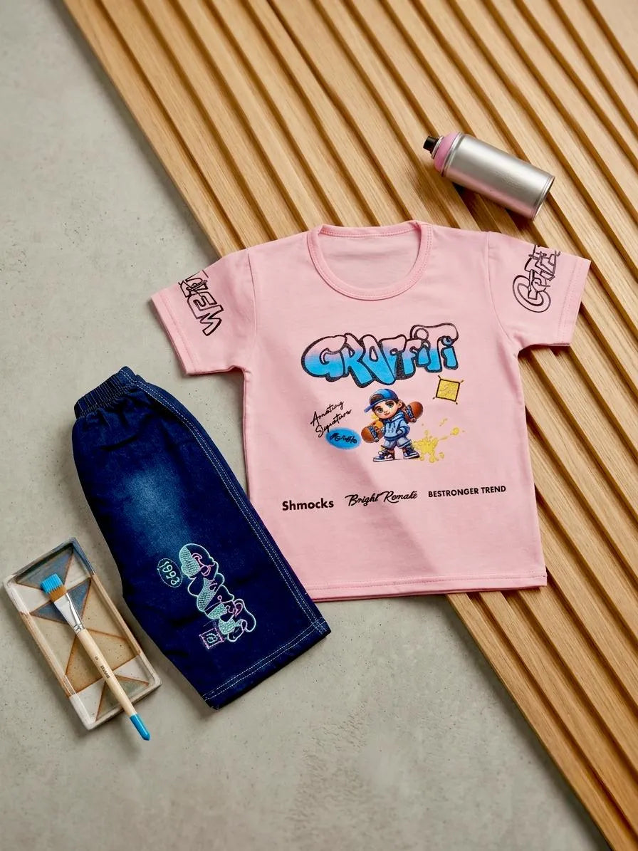 Boys Cotton Jersey Shirt & Shorts Set - Multicolour - view 6