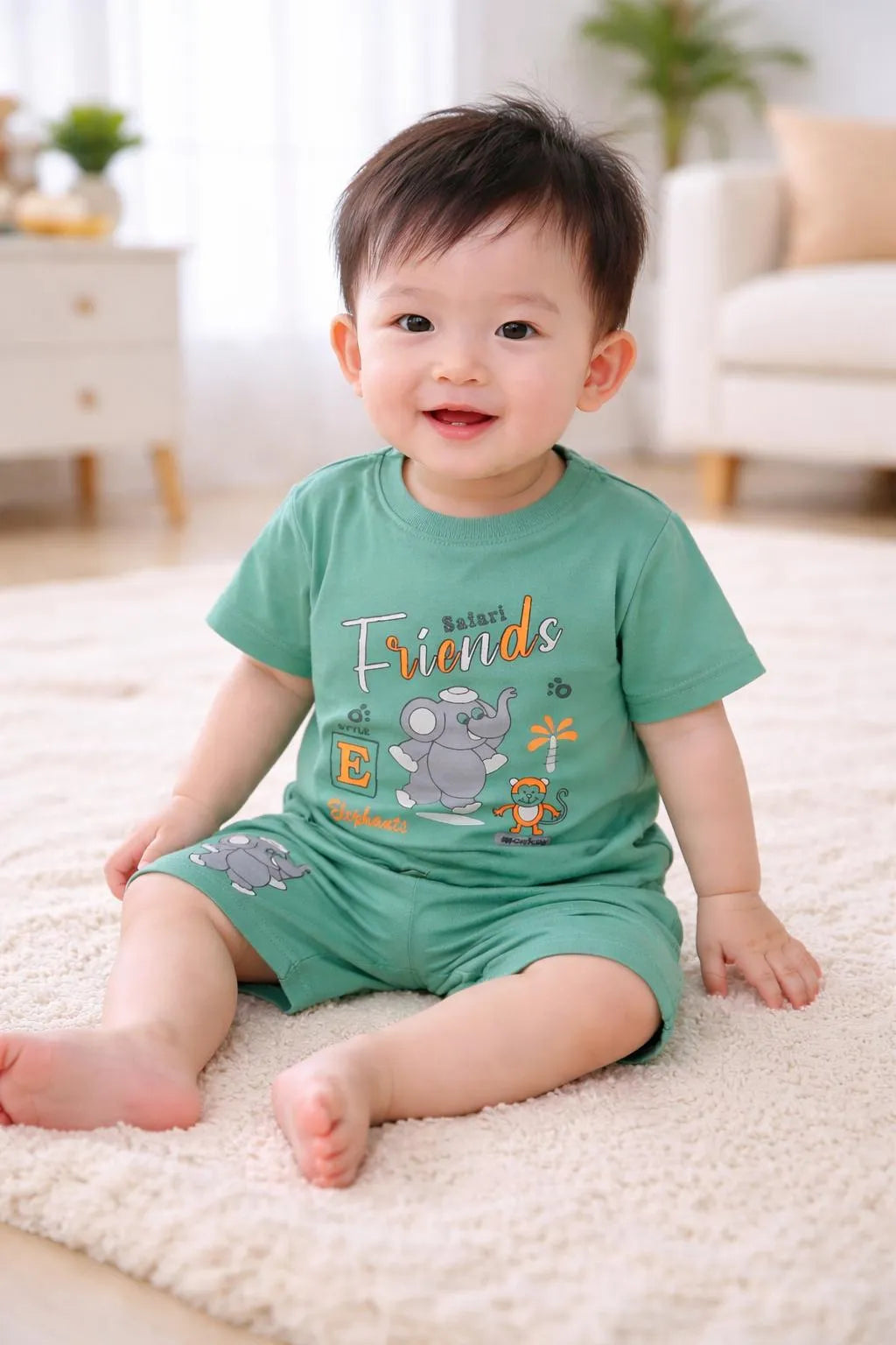 Kids T-Shirt & Shorts Set - Brown Cartoon Print - view 5