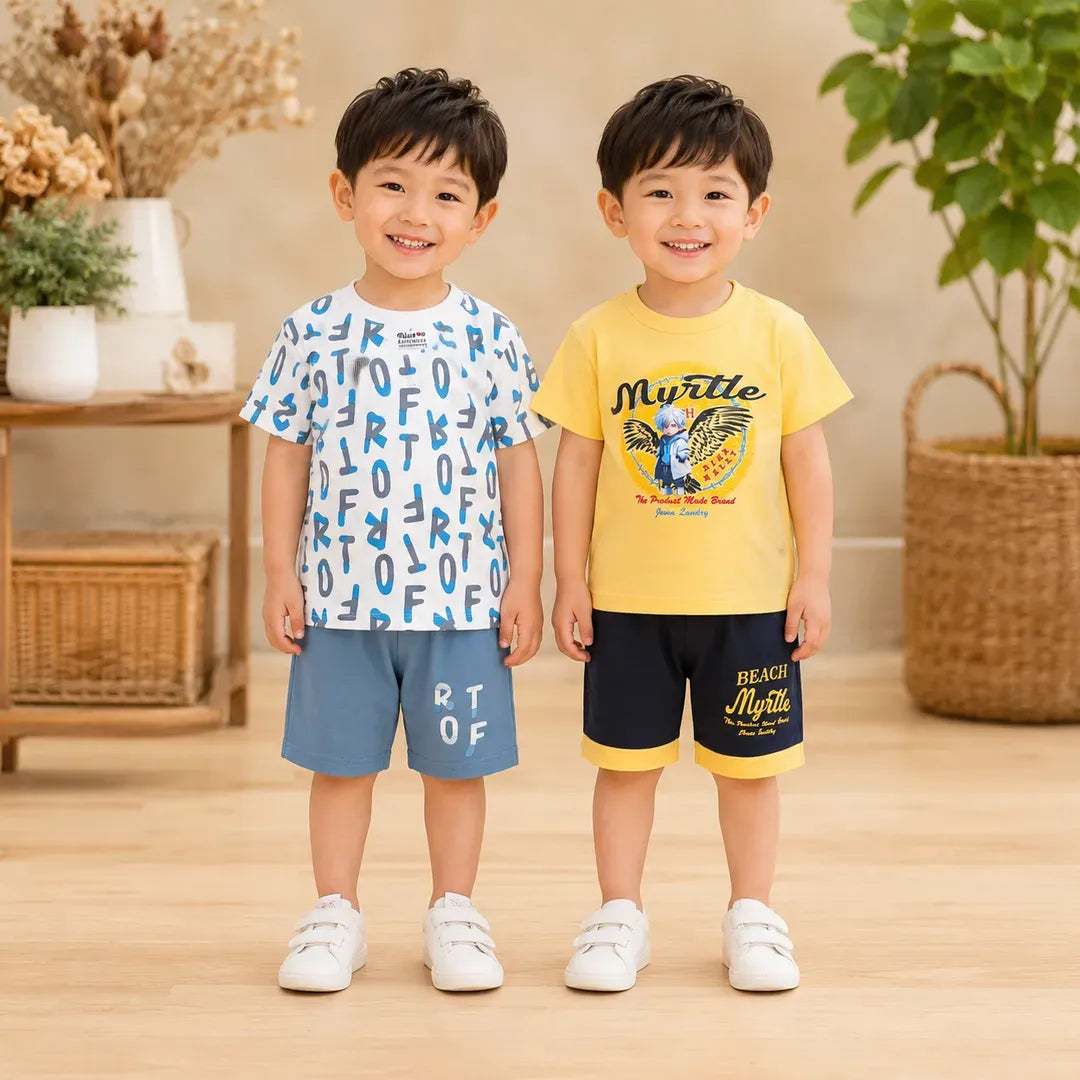 Boys T-Shirt & Shorts - 2 Sets Pack, Printed - view 2