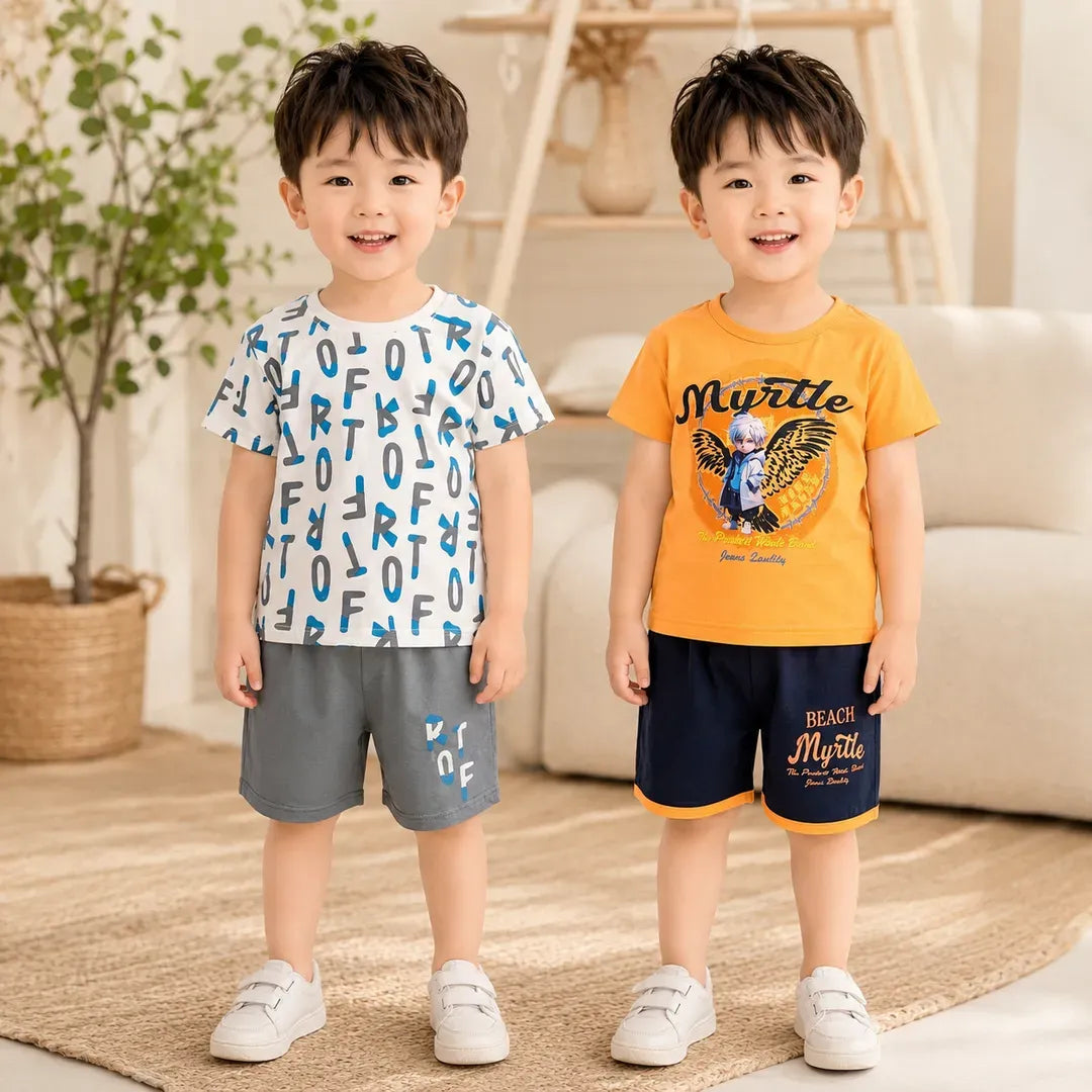 Boys T-Shirt & Shorts - 2 Sets Pack, Printed - view 3