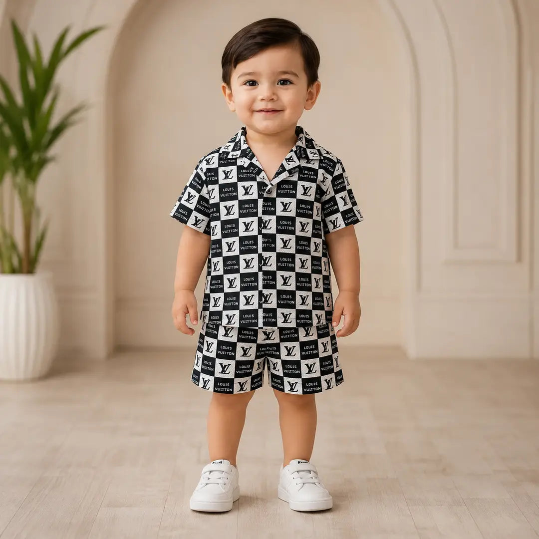 Boys Cotton Lawn Shirt & Shorts Set - 2 Piece Printed - view 2