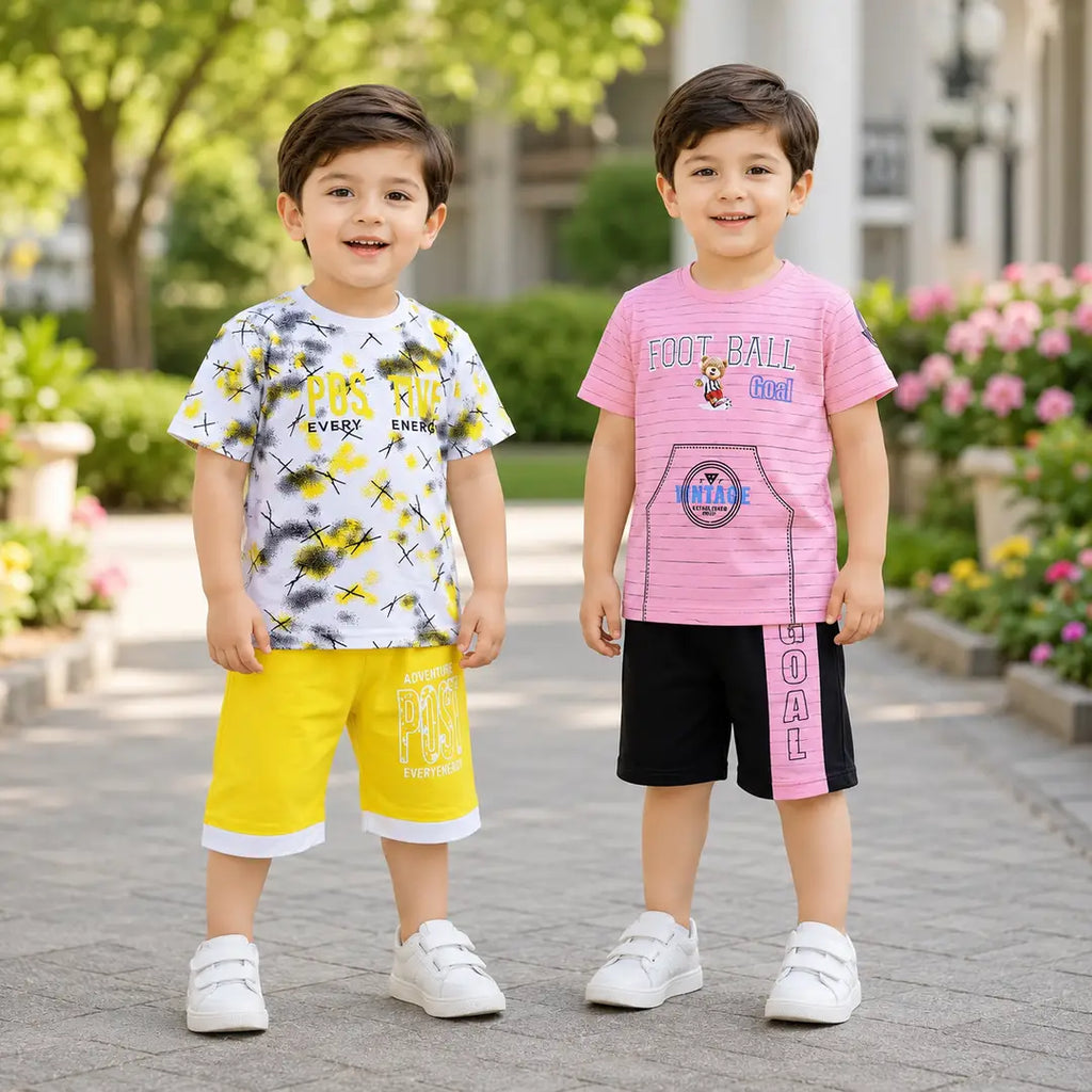 Boys Shirt & Shorts - 2 Sets Pack, Printed