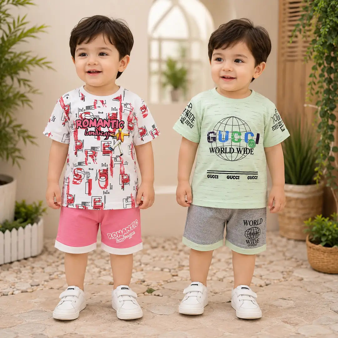 Boys Shirt & Shorts - 2 Sets Pack, Printed - view 5