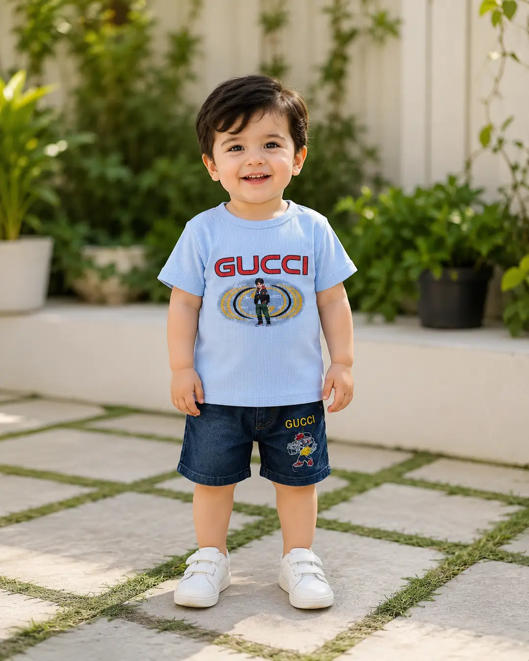 Boys Shirt & Jeans Shorts Set - 2 Piece Printed - view 2