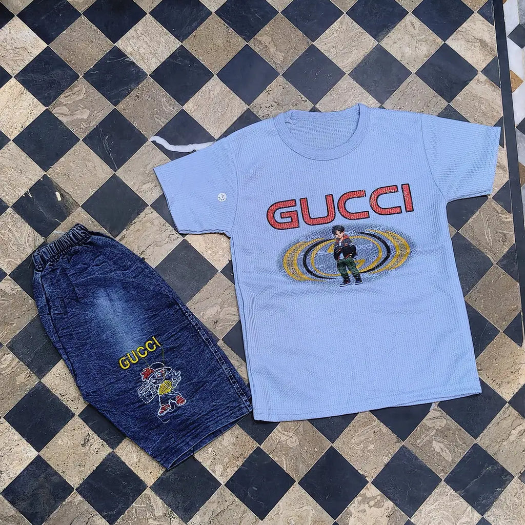 Boys Shirt & Jeans Shorts Set - 2 Piece Printed - view 5