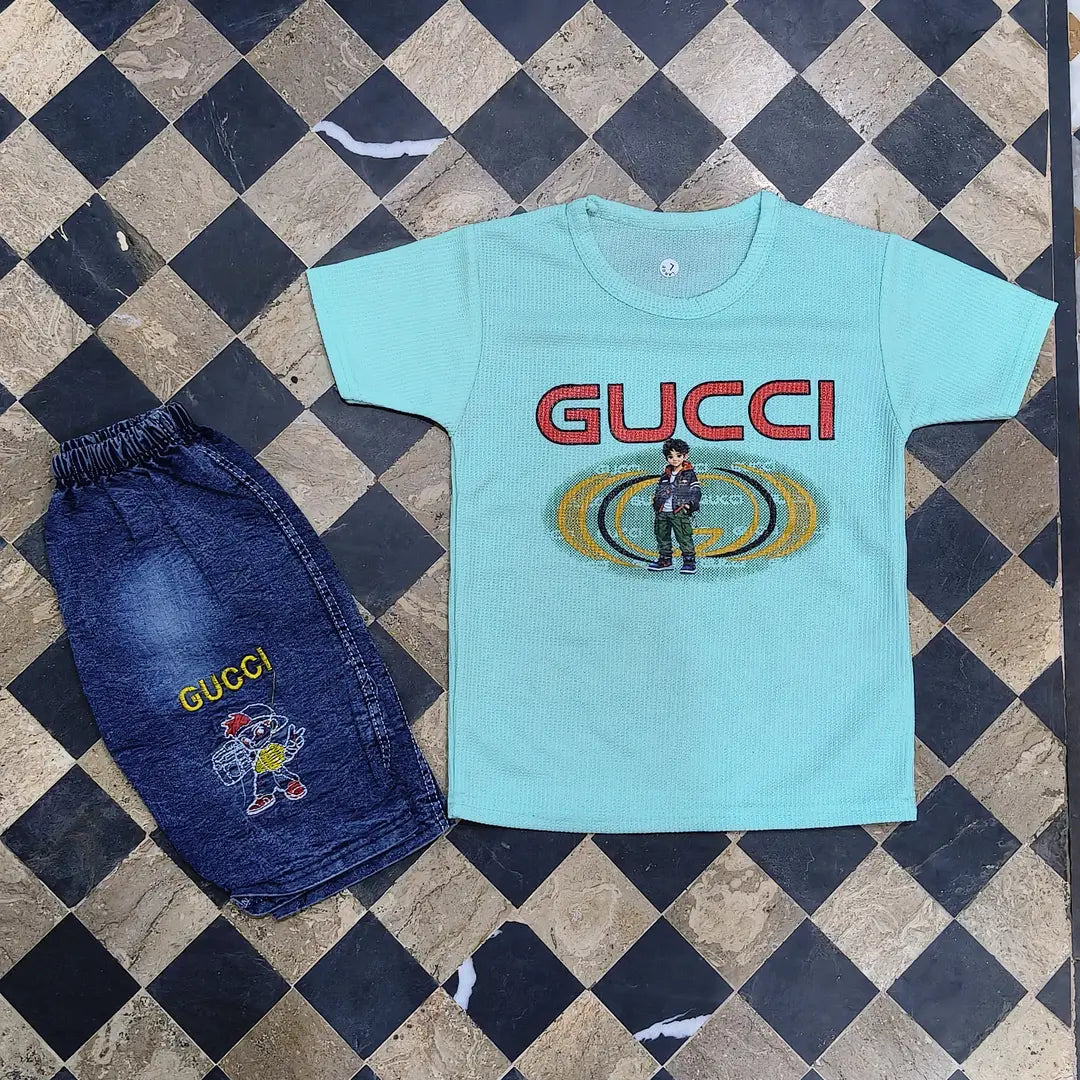 Boys Shirt & Jeans Shorts Set - 2 Piece Printed - view 6