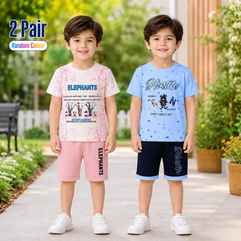 Boys Cotton Jersey Shirt & Shorts Set - Printed (Design 1) - view 4