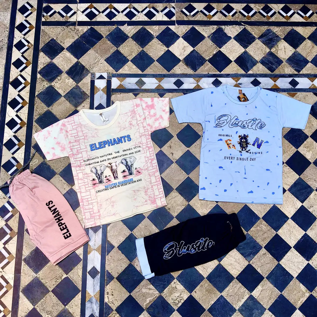 Boys Cotton Jersey Shirt & Shorts Set - Printed (Design 1) - view 5