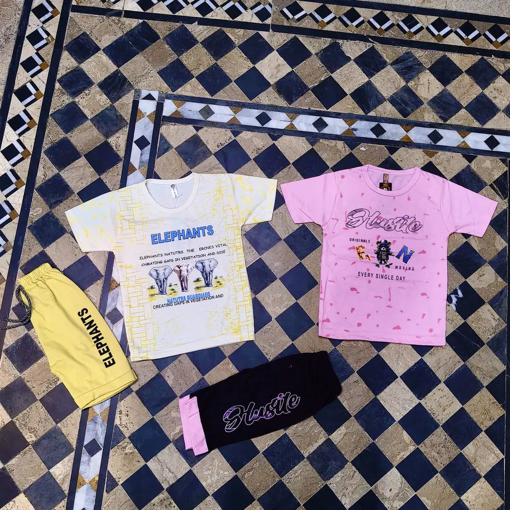 Boys Cotton Jersey Shirt & Shorts Set - Printed (Design 1) - view 6