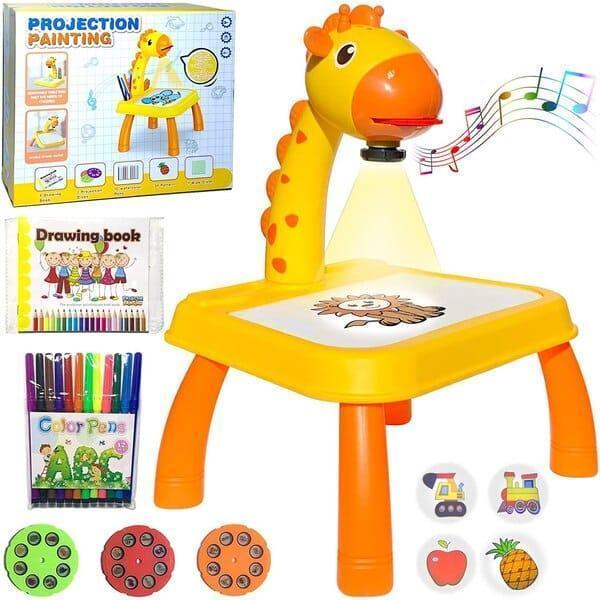 Kids Drawing Table & Projector Set Yellow Pink Plastic - view 5