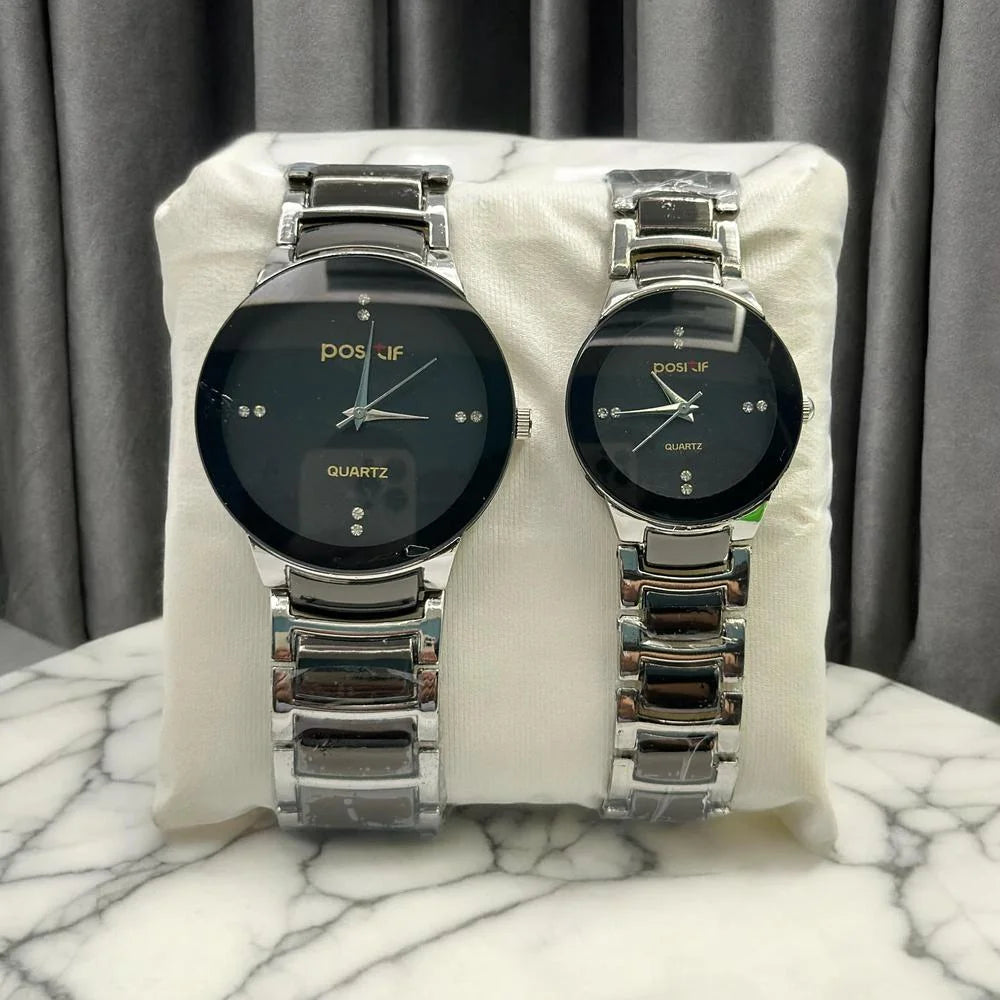 Couple Watch Set - Steel Strap Analog Pair, 36mm & 32mm