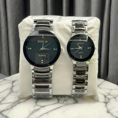 Couple Watch Set - Steel Strap Analog Pair, 36mm & 32mm