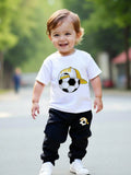 Kids Soccer Print Tracksuit - White & Black, Ages 1-12