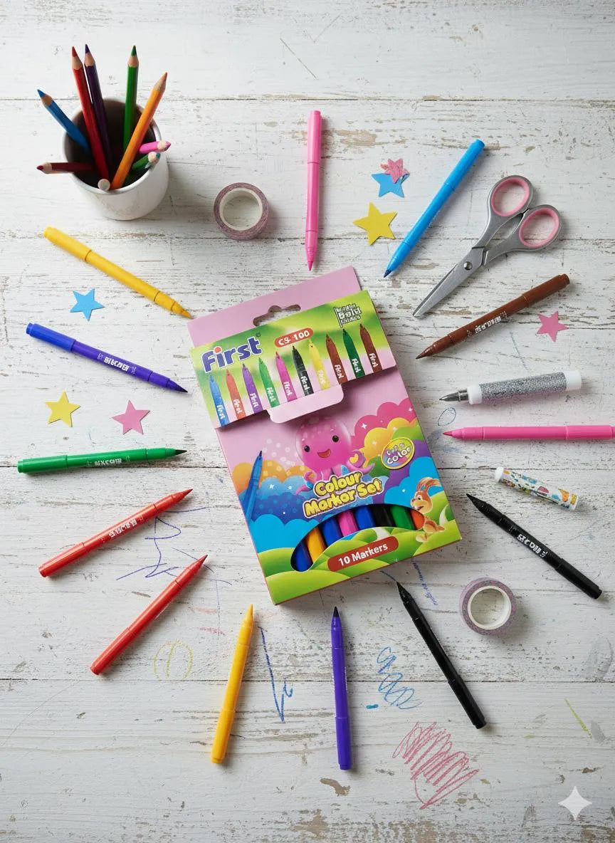 10 Pcs Multicolor Markers Set for Kids Art School Party Use ABS Plastic - view 3