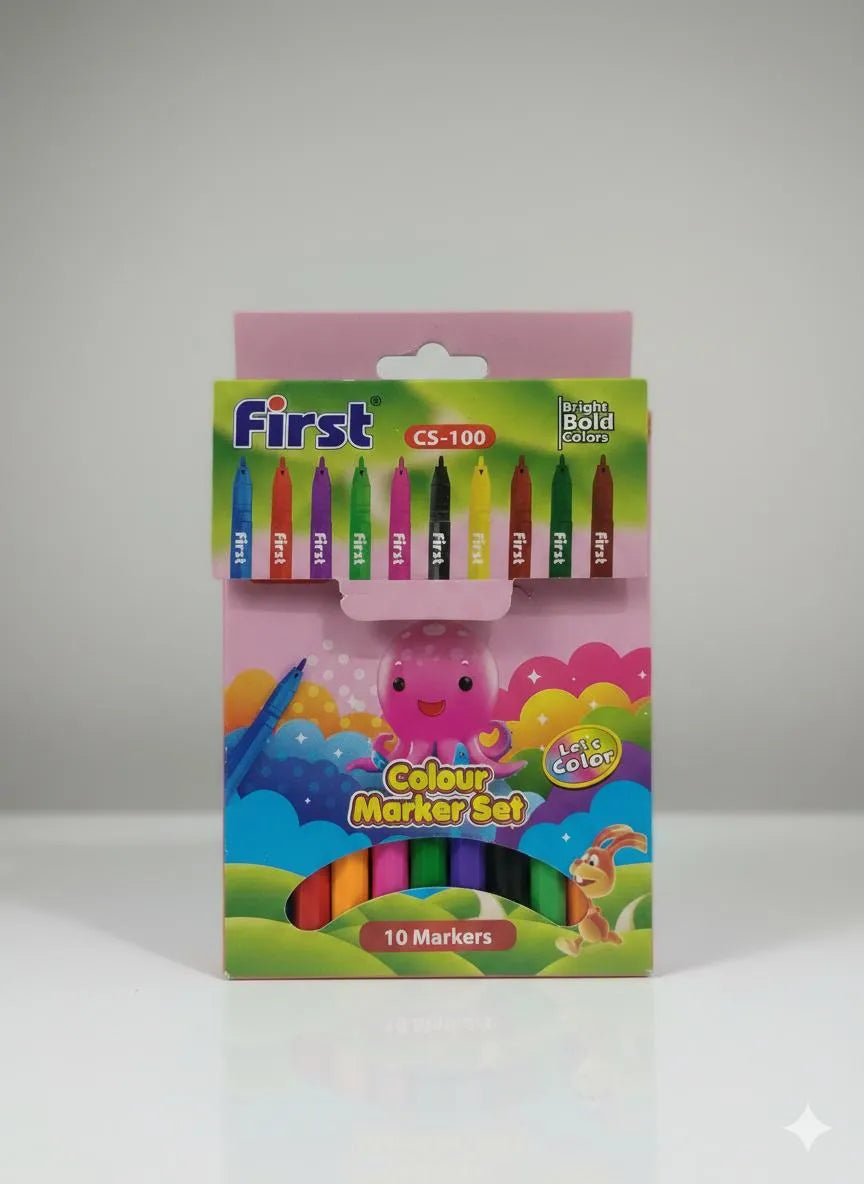 10 Pcs Multicolor Markers Set for Kids Art School Party Use ABS Plastic - view 4