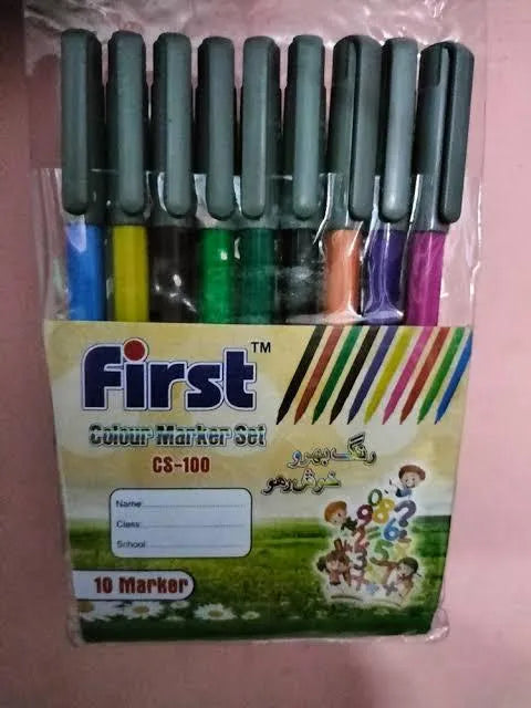 10 Pcs Multicolor Markers Set for Kids Art School Party Use ABS Plastic - view 5