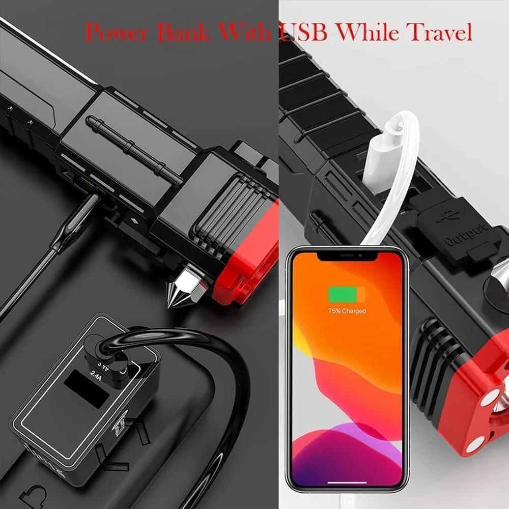 LED Torch Light Black ABS Aluminum USB-C Rechargeable