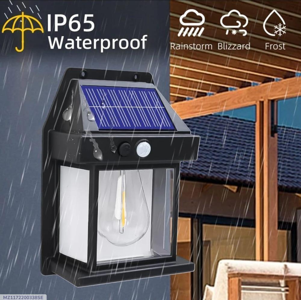 Motion Sensor Solar Lamp IP65 Waterproof Black Golden