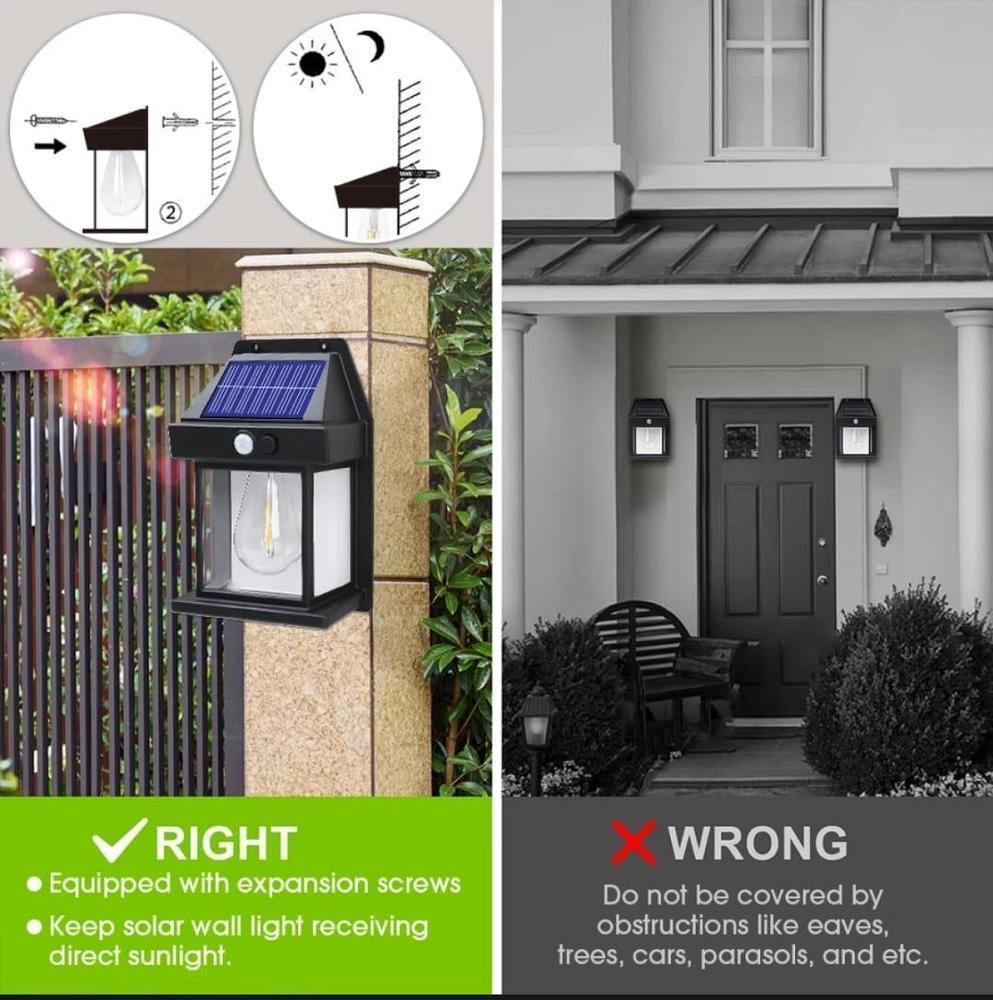 Motion Sensor Solar Lamp IP65 Waterproof Black Golden