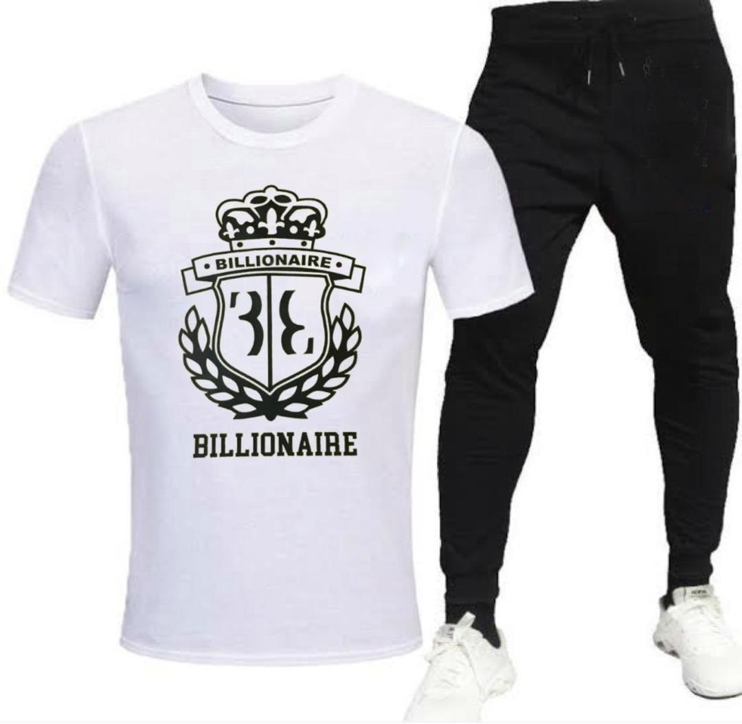 Men's Printed Track Suit - White 2-Piece Cotton Jersey