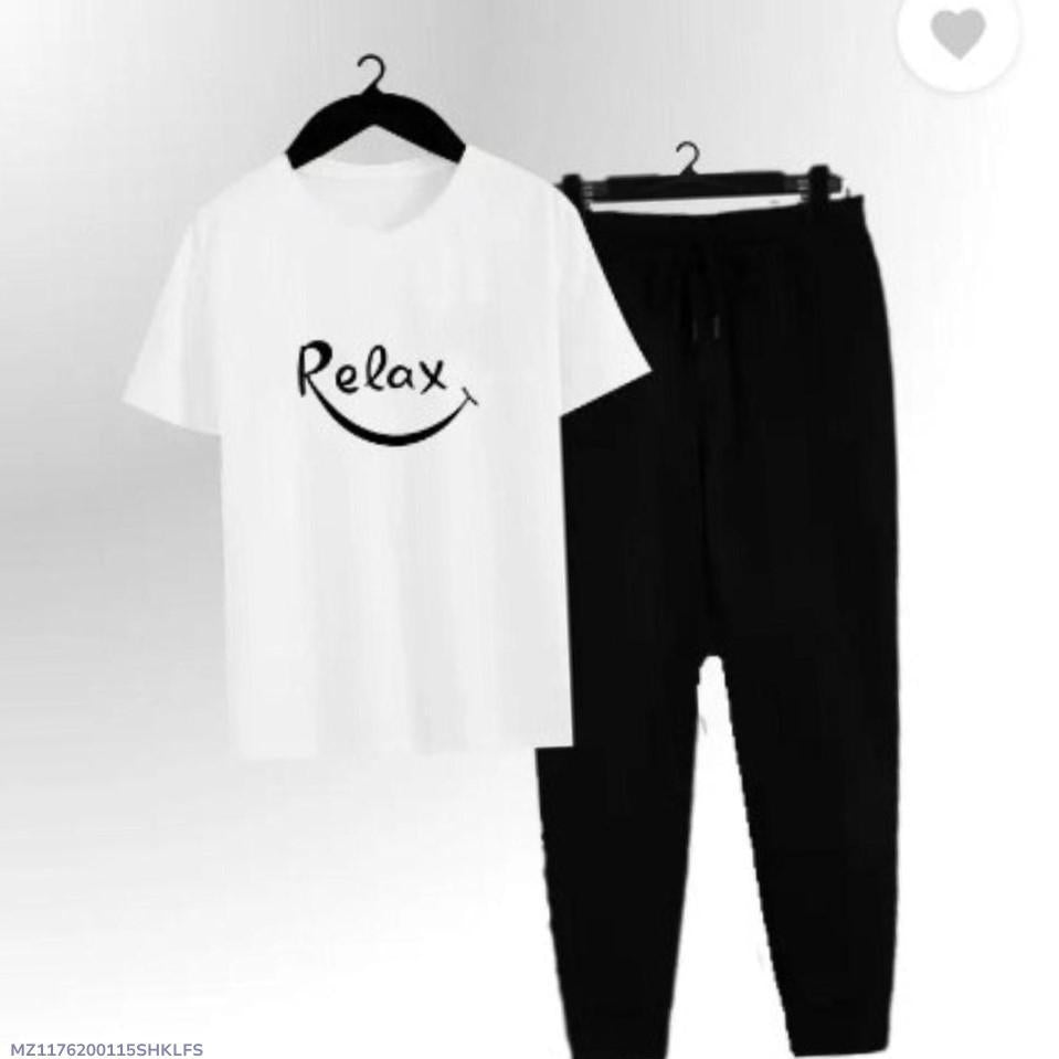 Men's Printed Cotton Track Suit - White & Black, 2 Piece - view 5