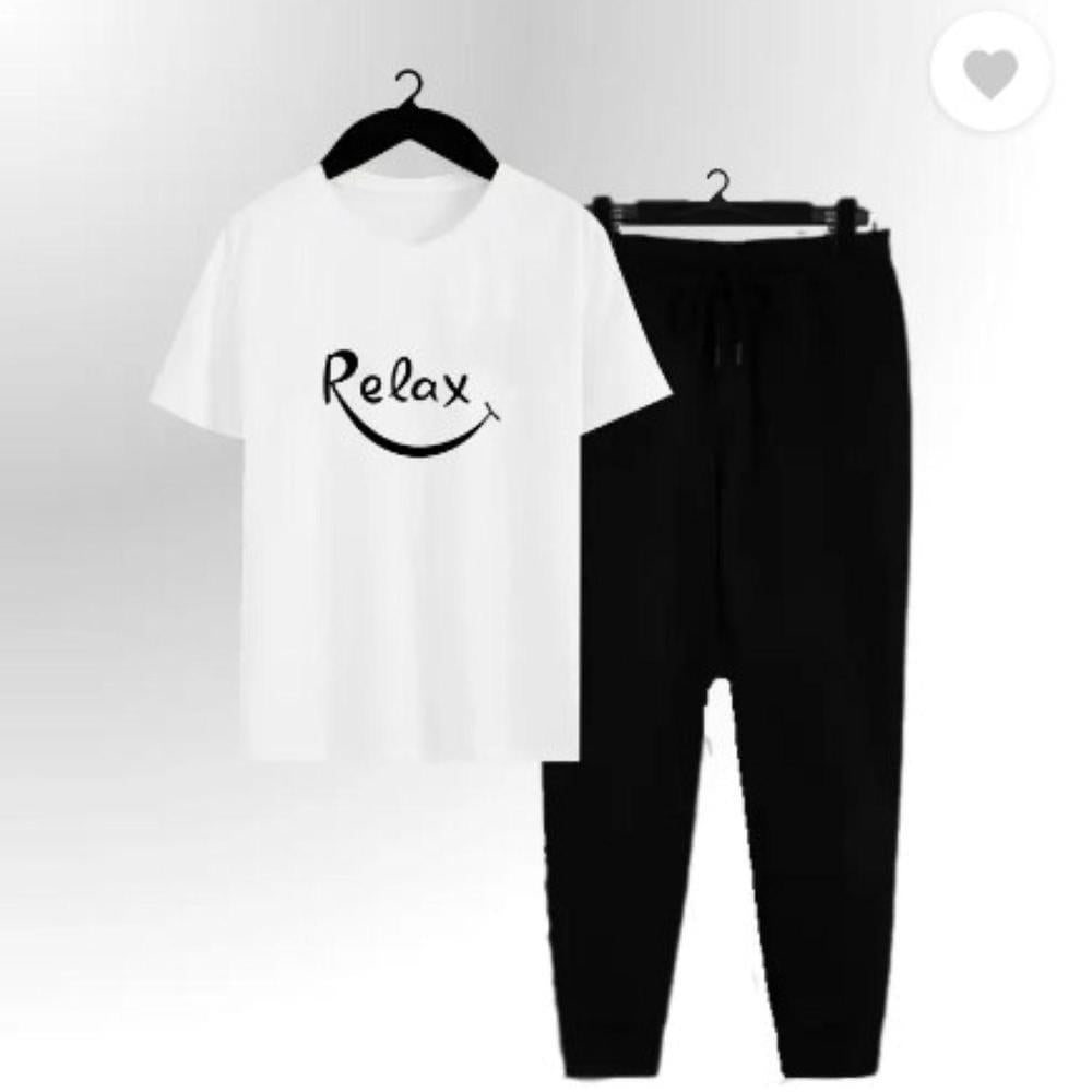 Men's Printed Cotton Track Suit - White & Black, 2 Piece - view 2