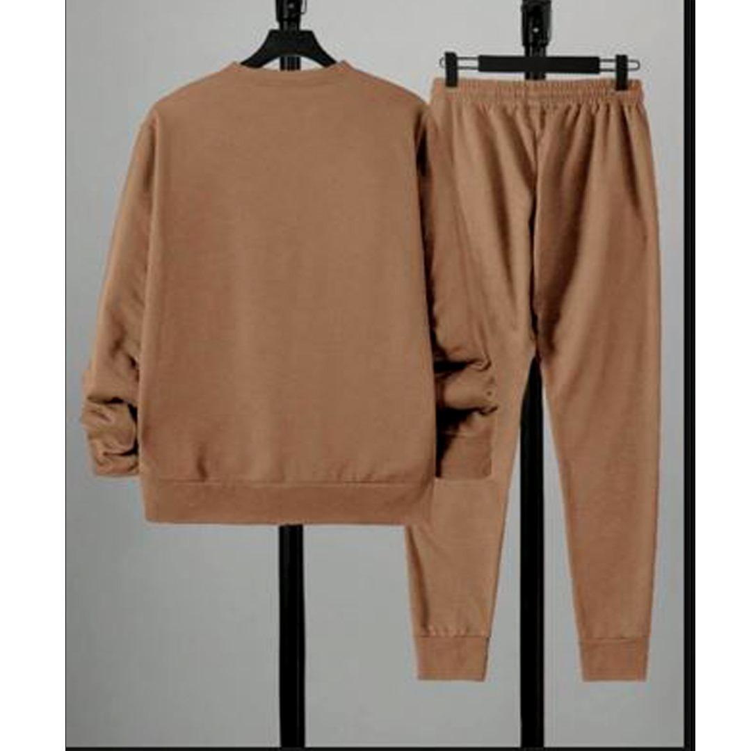 Men's Printed Fleece Track Suit - Brown, 2 Piece - view 3