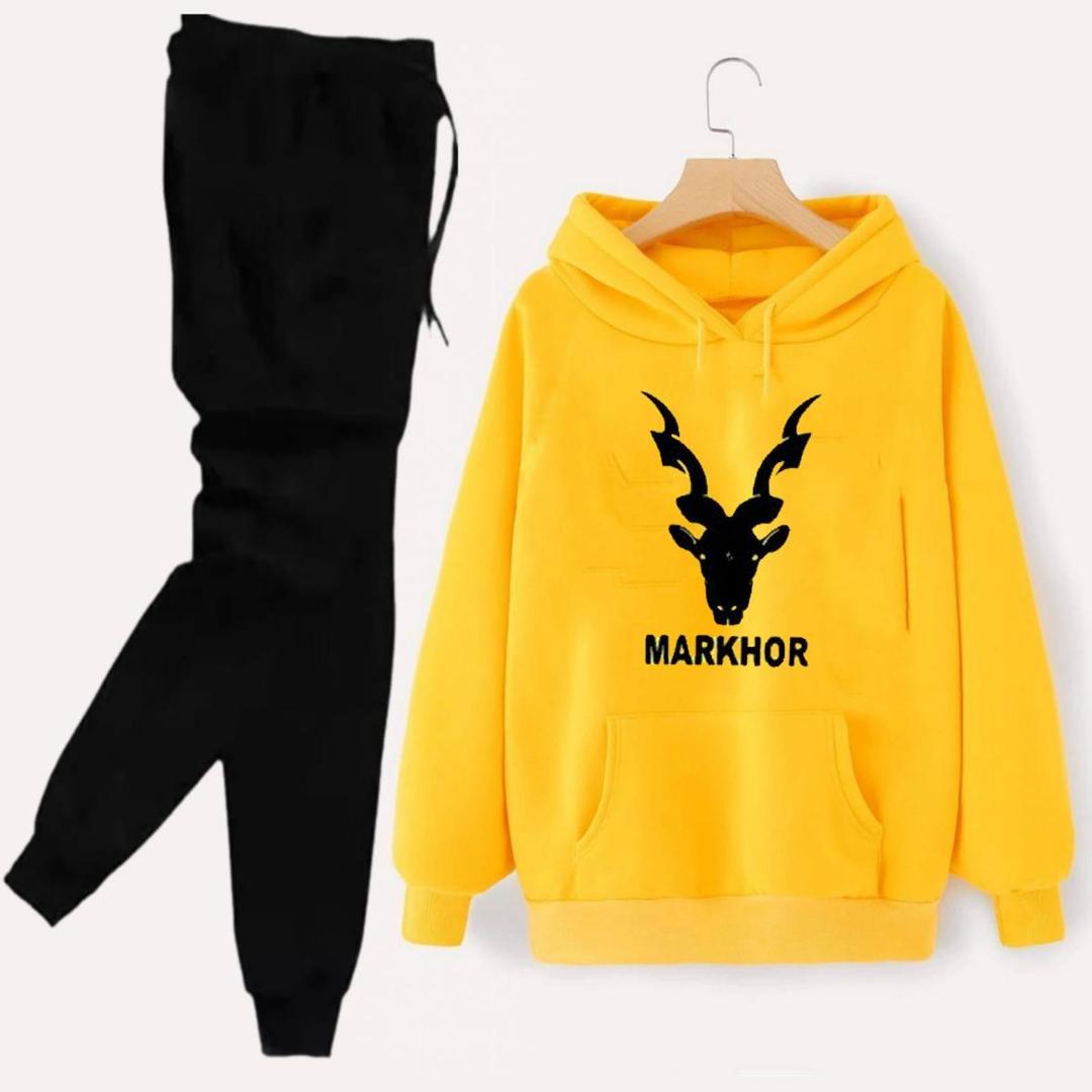 Men's Markhor Hoodie & Fleece Pants Set - Vibrant Yellow