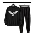 Men's Printed Fleece Track Suit - Black, Winter Warm
