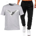 Men's Dove Print Track Suit - Black & White Cotton