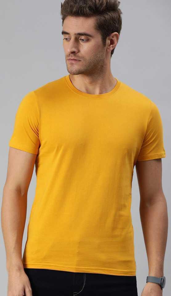 Men's Cotton Jersey Shirt - Yellow, Medium to XL
