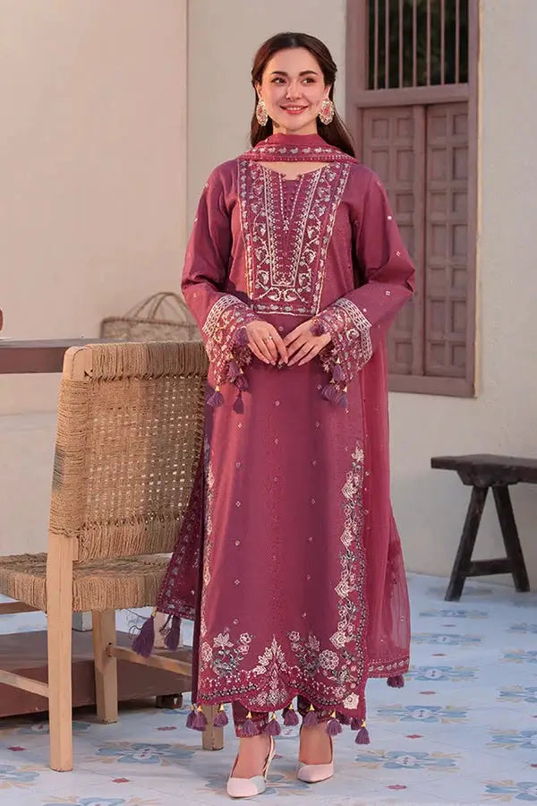 Women's Unstitched Dhanak Suit - Embroidered, Dhanak Dupatta