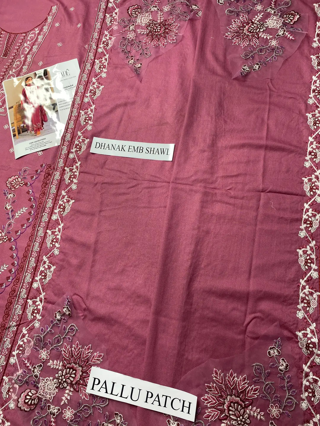 Women's Unstitched Dhanak Suit - Embroidered, Dhanak Dupatta