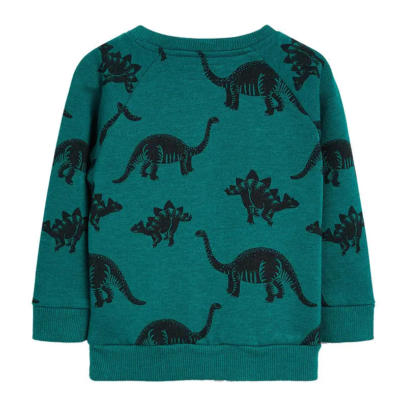 Kids Dinosaur Sweatshirt - Green Print, 2 to 7 Years