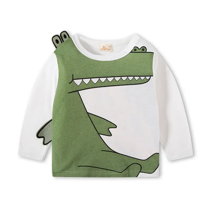 Kids Long Sleeve T-Shirt - Elephant or Croc, 90 to 140cm