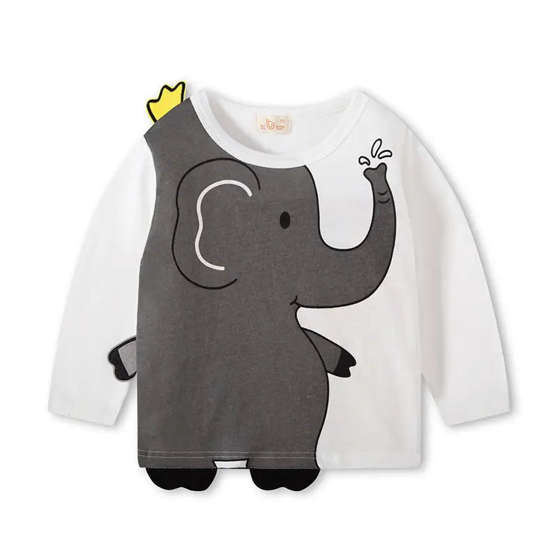Kids Long Sleeve T-Shirt - Elephant or Croc, 90 to 140cm